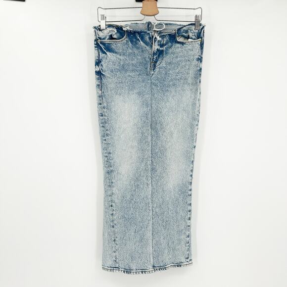 Frame‎ Womens Upcycled Stretch Back Slit Pencil Denim Maxi Skirt Stone Wash Blue - Picture 1 of 7